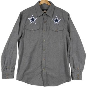 NFL Dallas Cowboys Button Up DR Mens Long Sleeve Snap Front Shirt Grey M